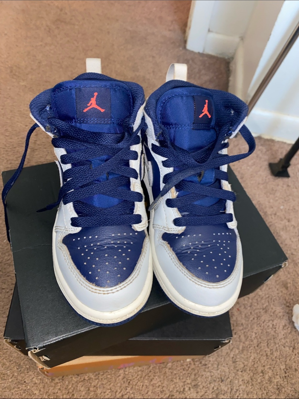 Jordan Kids Navy, White and Red High-Top Sneakers